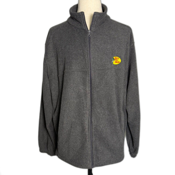 Bass Pro Shops Gray Fleece Full Zip Jacket, XXL, Pockets, Fishing, Logo 2/$50 - Picture 1 of 14